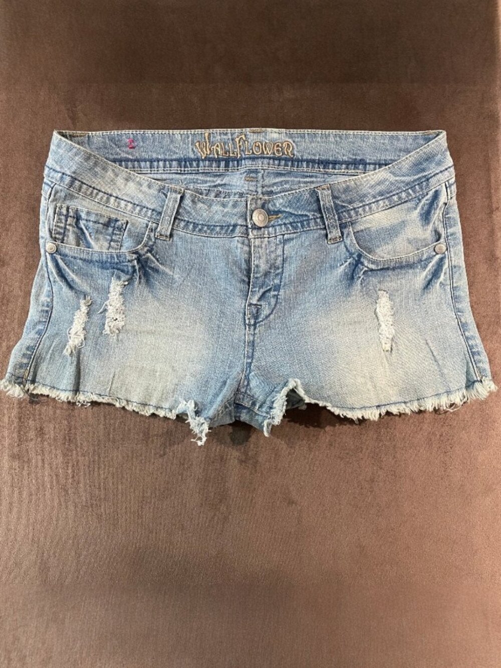 Denim Jeans Cutoff Shorts Light Wash Distressed Womens Size 13 (SKU: 1W)